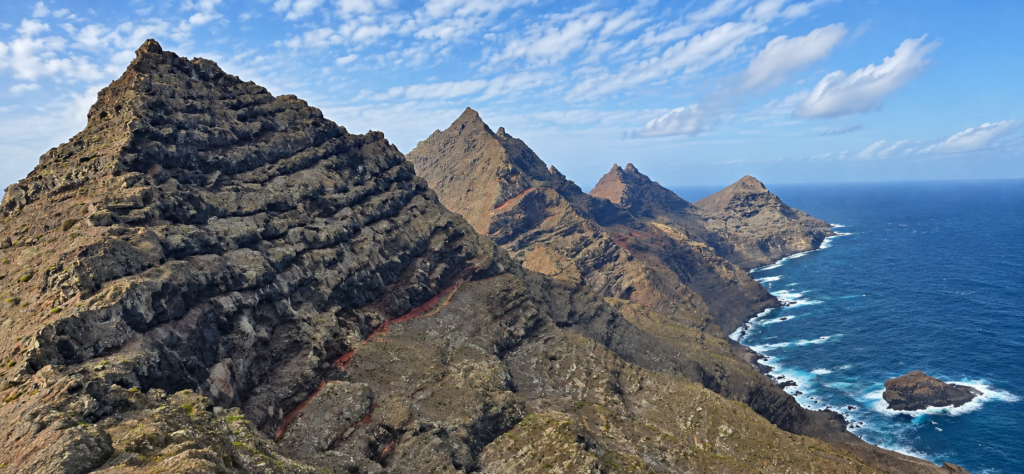Rugged coastal mountains beside the ocean in Gran Canaria.